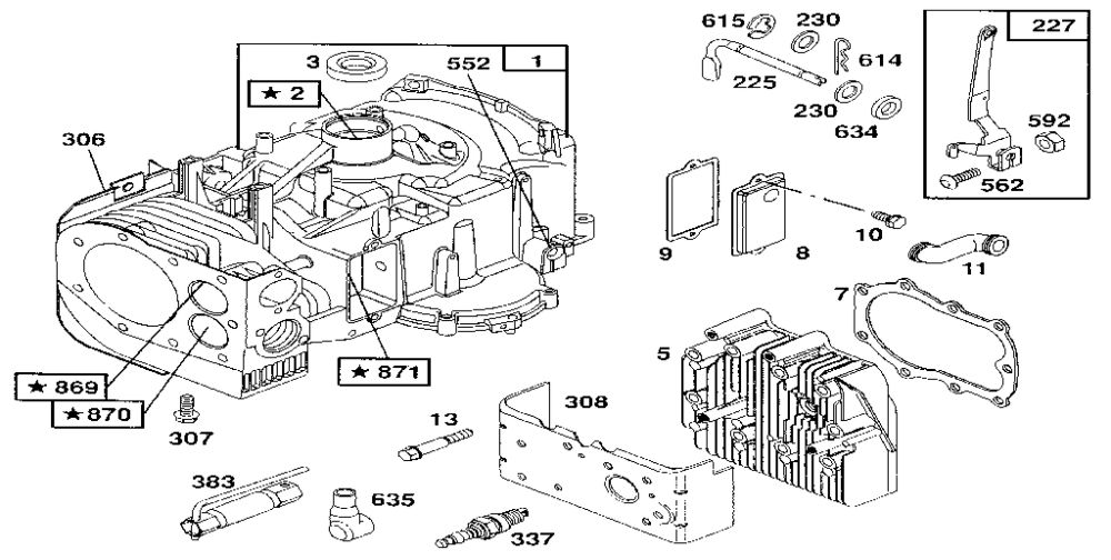 Cylinder Assembly Diagram and Parts List for 259700-259799 0102, 0104, 0117 Briggs and Stratton Engine